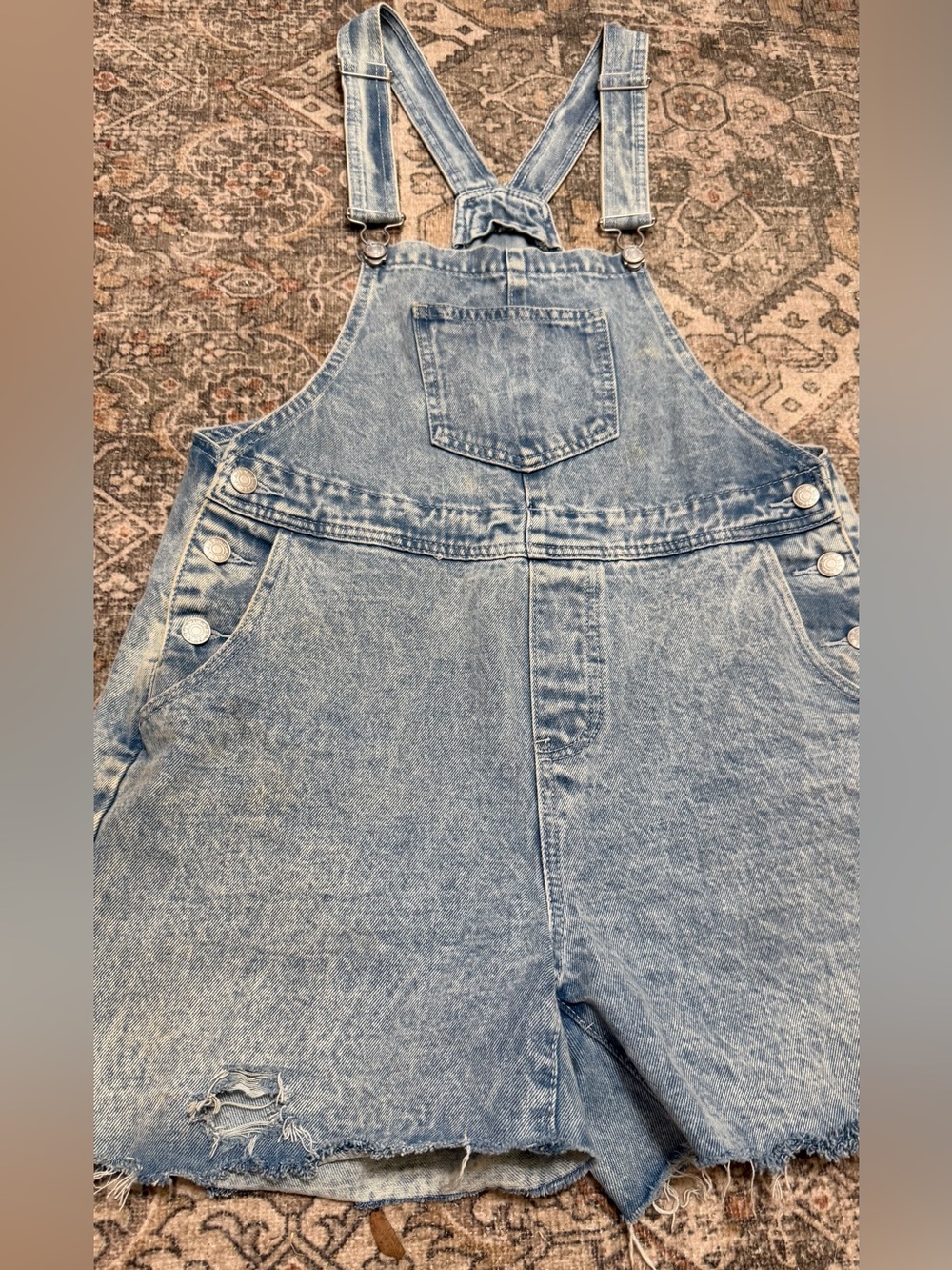 Denim Overall Shorts - Size Large